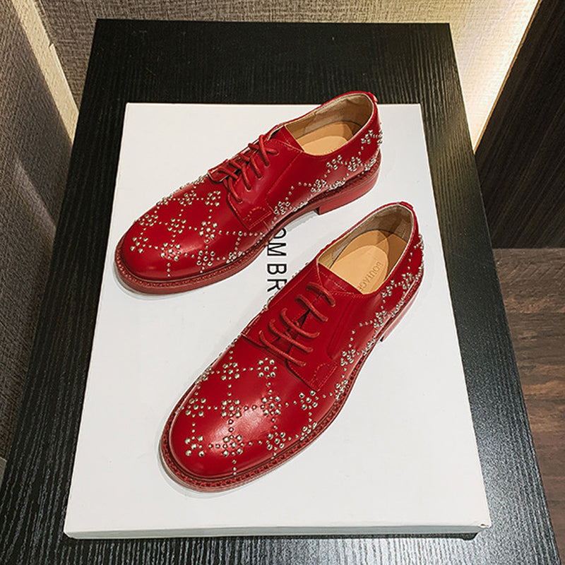 SEETA CJ6 PATENT LEATHER RIVET SHOES FOR WOMEN