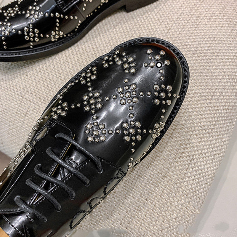 SEETA CJ6 PATENT LEATHER RIVET SHOES FOR WOMEN