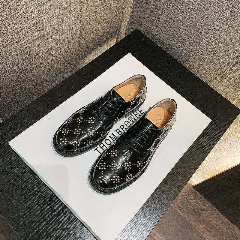 SEETA CJ6 PATENT LEATHER RIVET SHOES FOR WOMEN