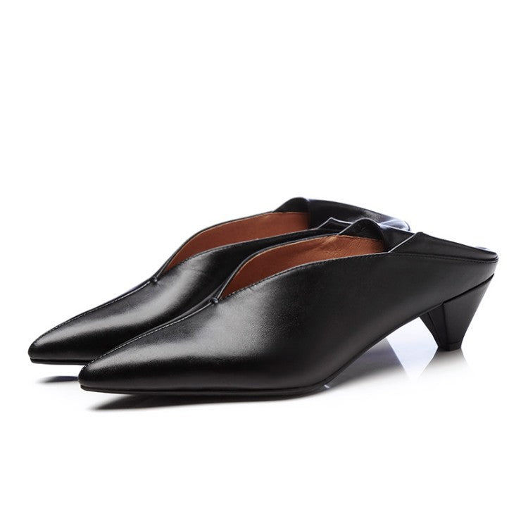 SEETA CJ12 MID HEEL LEATHER SHOES FOR WOMEN