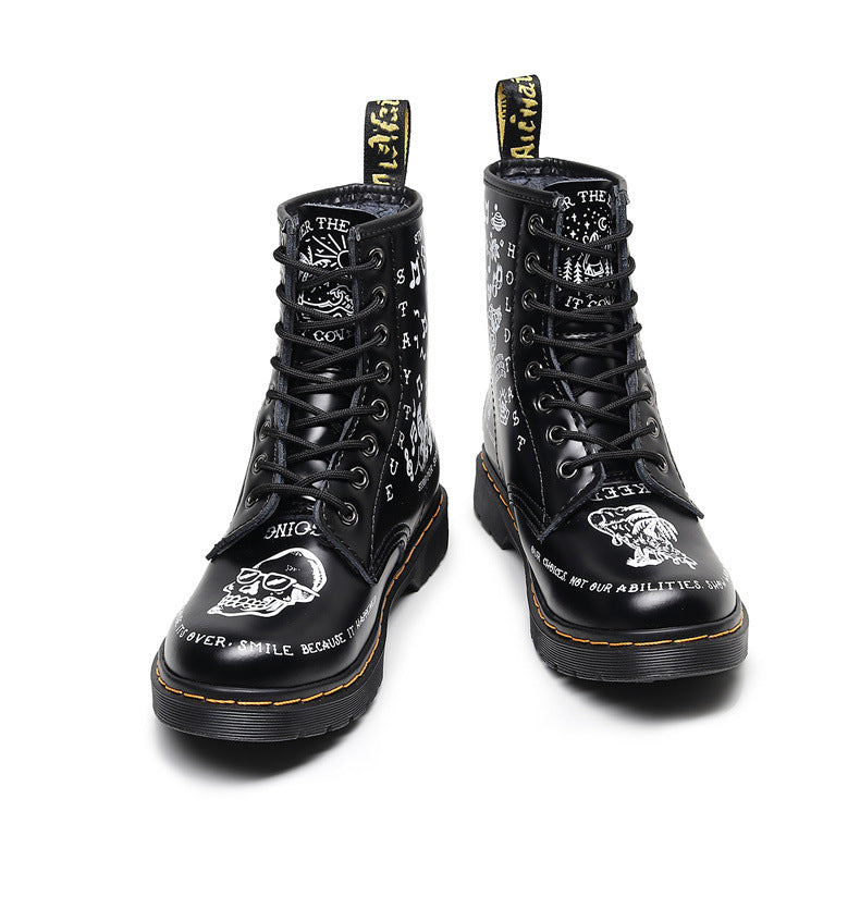 SEETA CJ7 LEATHER SKULL BOOTS FOR MEN AND WOMEN