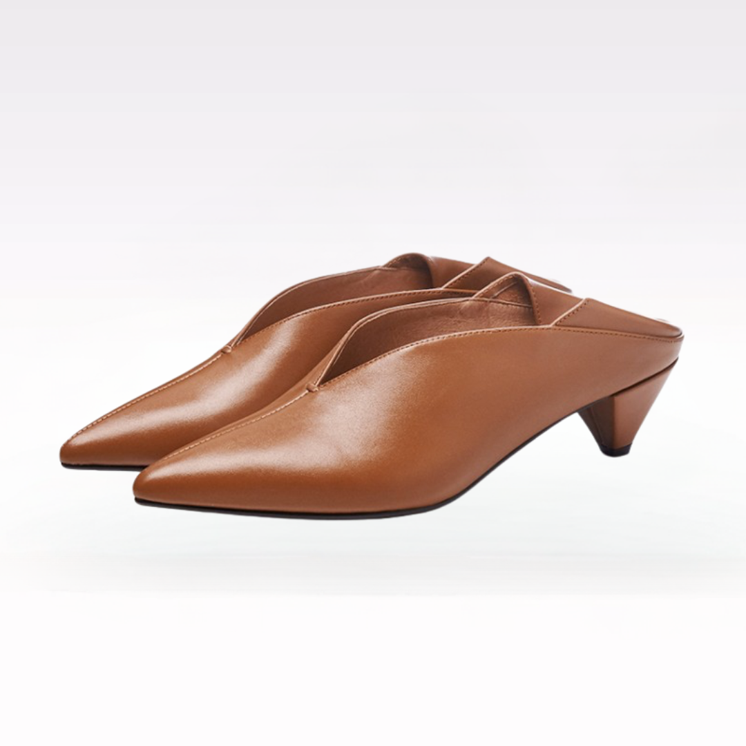 SEETA CJ12 MID HEEL LEATHER SHOES FOR WOMEN