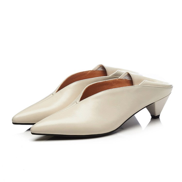 SEETA CJ12 MID HEEL LEATHER SHOES FOR WOMEN